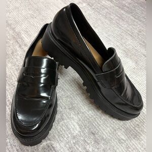 H&M Women’s Chunky Platform Loafers Size 7 Black Academia Y2K Grunge